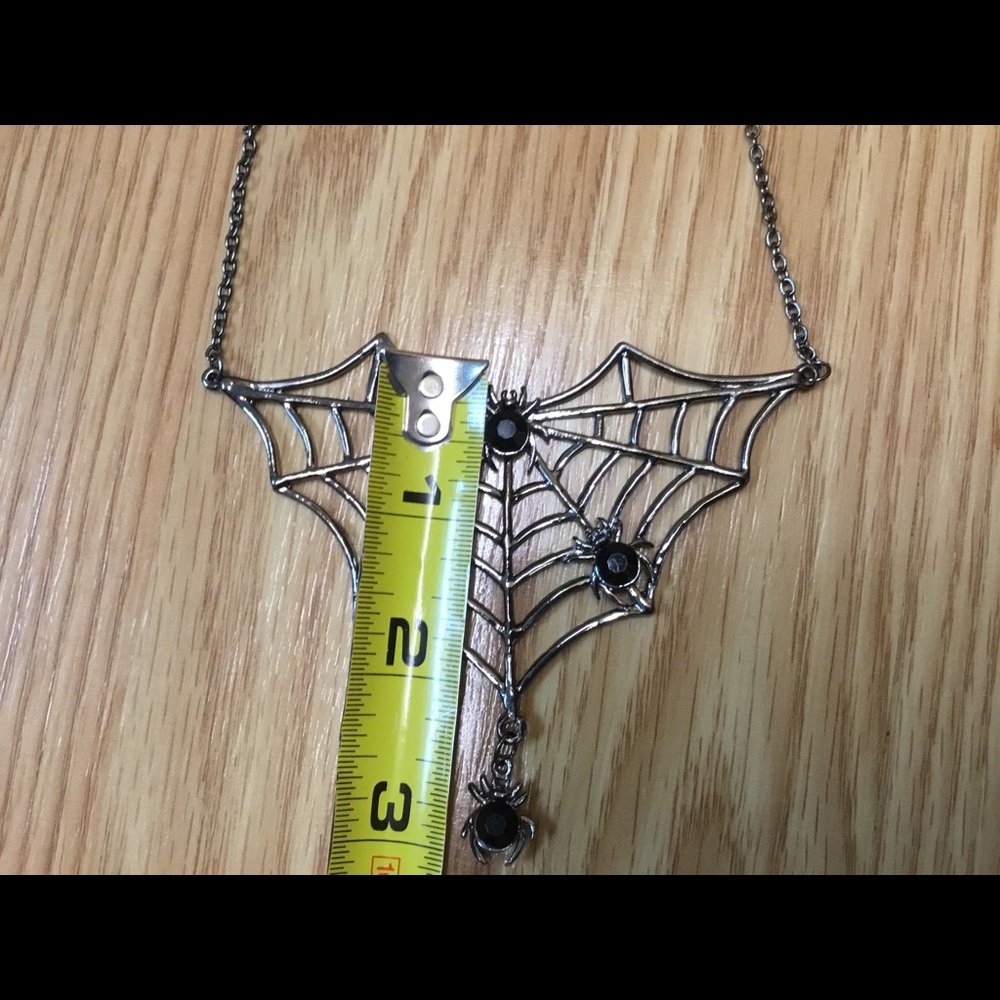 Rhinestone Spider 🕷 on Spider Web Necklace - Picture 6 of 8